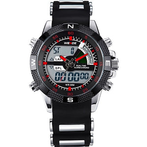 2017 WEIDE Watches Men's Casual Watch Multifunction LED Watches Dual Time Zone With Alarm Sports Waterproof Quartz Wristwatches