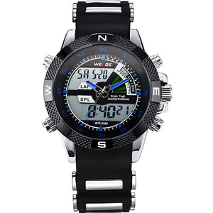 2017 WEIDE Watches Men's Casual Watch Multifunction LED Watches Dual Time Zone With Alarm Sports Waterproof Quartz Wristwatches