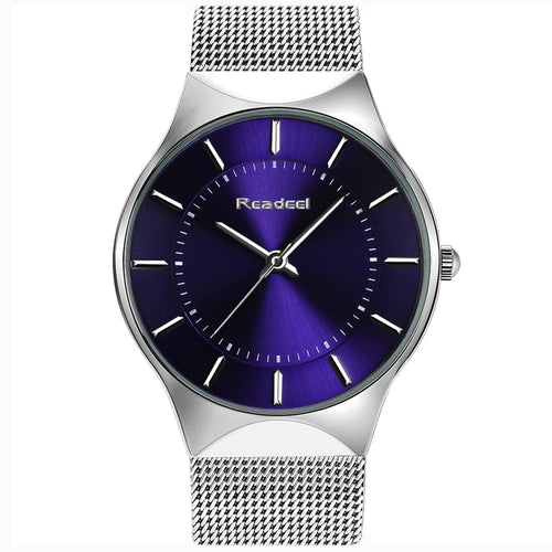 Readeel Fashion Mens Watches Top Brand Luxury Quartz Watch Men Casual Slim Mesh Steel Ultra Thin Sport Watch Relogio Masculino