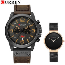 Load image into Gallery viewer, CURREN Lovers Women Watch Set Fashion Leather Steel Quartz Men Women Couple Watches Casual Business Male Wristwatches Set